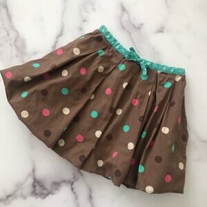 Mini Boden polka dot bubble skirt brown green pink
